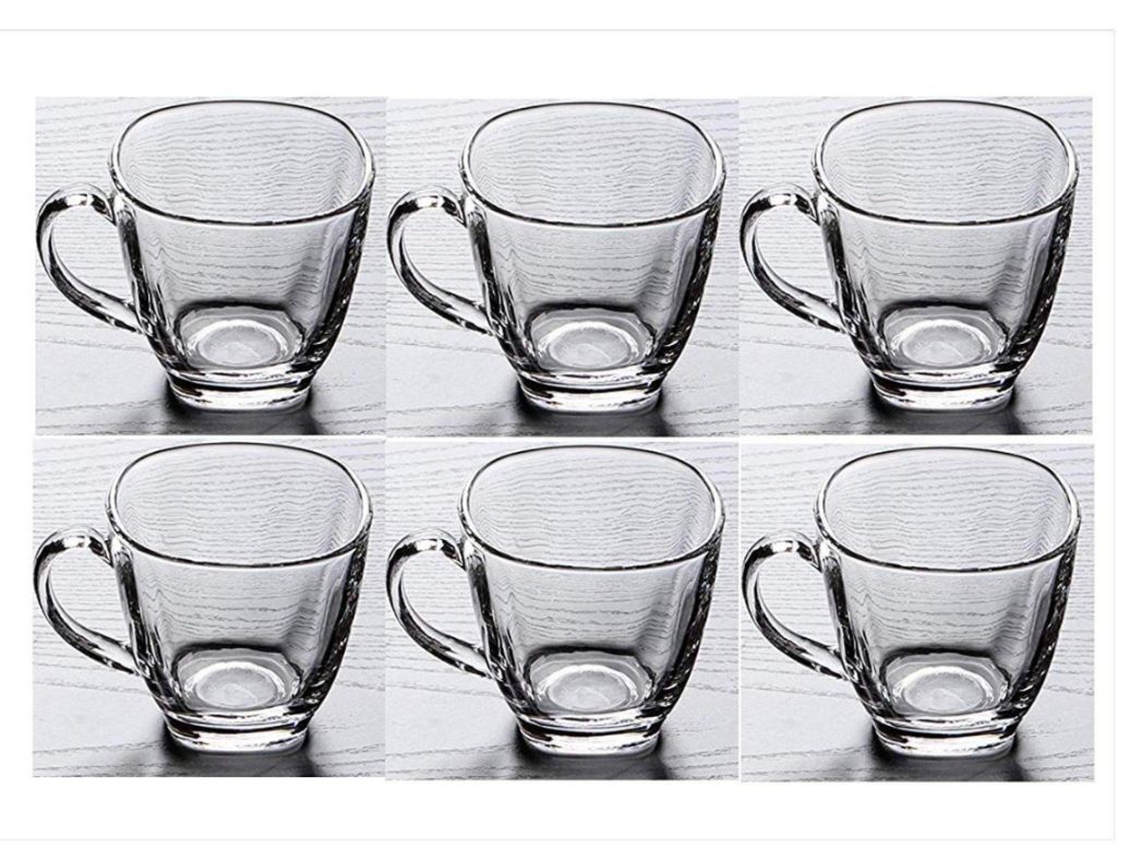 Square Glass Cappuccino Cups with Handle - 140ml, Set of 6, Perfect for Specialty Coffee Drinks