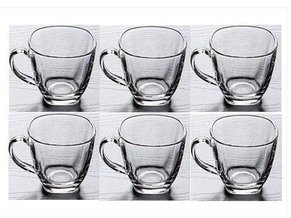 Square Glass Cappuccino Cups with Handle - 140ml, Set of 6, Perfect for Specialty Coffee Drinks