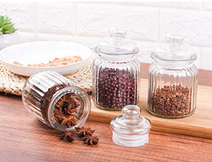 Pop Jar With Glass Air Tight Lid Kitchen Storage and Container Glass Jar (350 ML, Set of 3)