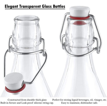 Glass Water Bottle 1 Litre - Crystal Clear, Unbreakable, Transparent with Cap Lid