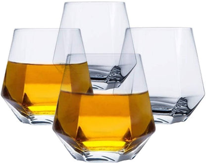 Hexa Shaped Premium Diamond Cut Glass Set - Set of 6, 310ml | Tumbler for Water, Juice, Wine, Whiskey, Cocktail, Beer