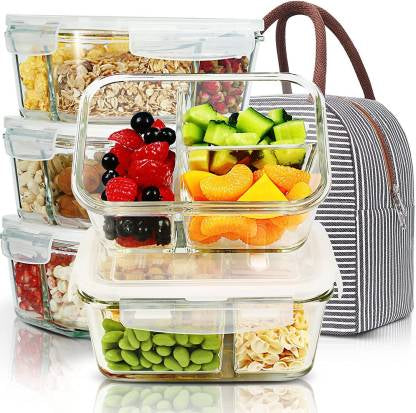 Microwave Safe Office Two Compartment Lunch Box Set | Safety Lock Airtight Tiffin Containers