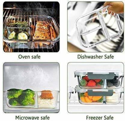 Microwave Safe Office Two Compartment Lunch Box Set | Safety Lock Airtight Tiffin Containers