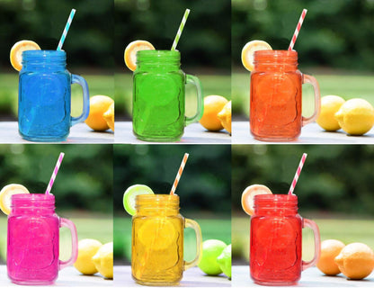 Mason Jar with Lid and Straw Set of 6 -  450ml