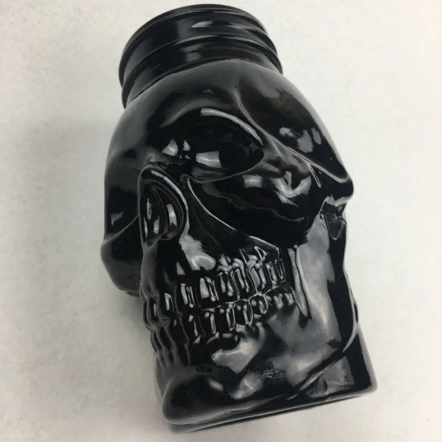 Skull Shape Glass Mason Jar | Reusable Mug with Lid & Straw | Black color - 450 ml