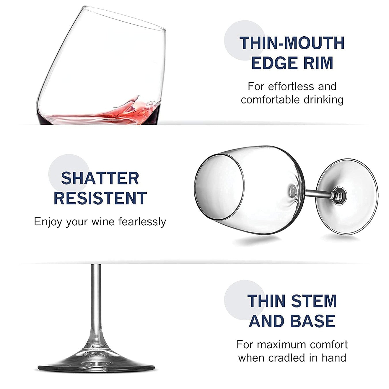 Chardonnay Red and White Wine Glass - Cut Wine Glasses for Elegant Sipping (400ml, Pack of 6)