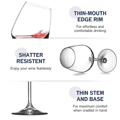 Chardonnay Red and White Wine Glass - Cut Wine Glasses for Elegant Sipping (400ml, Pack of 6)