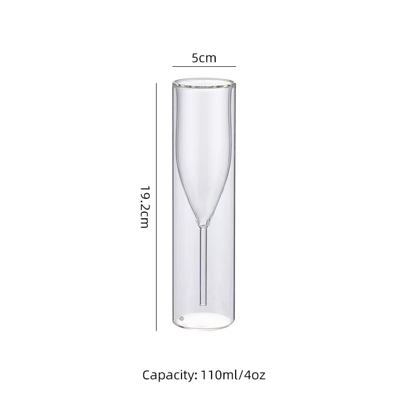 Double Wall Crystal Wine Glass - 150 ML Insulated Drinking Glass for Wine and Champagne (1 Piece)