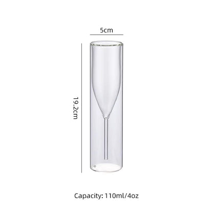 Double Wall Crystal Wine Glass - 150 ML Insulated Drinking Glass for Wine and Champagne (1 Piece)